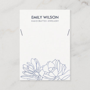 CARTE DE VISITE DÉSERT CACTUS SUCCULENT ENCRE BLEU NECKLACE AFFIC