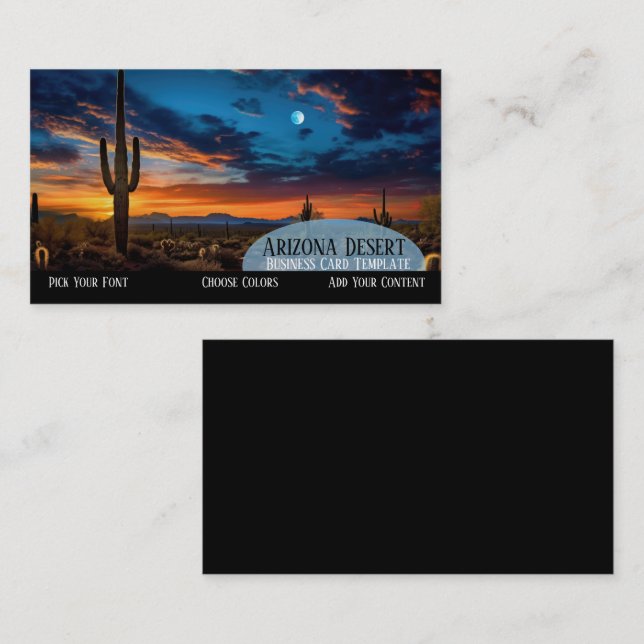 Carte De Visite Désert du sud-ouest de Sunset Moon (Devant / Derrière)