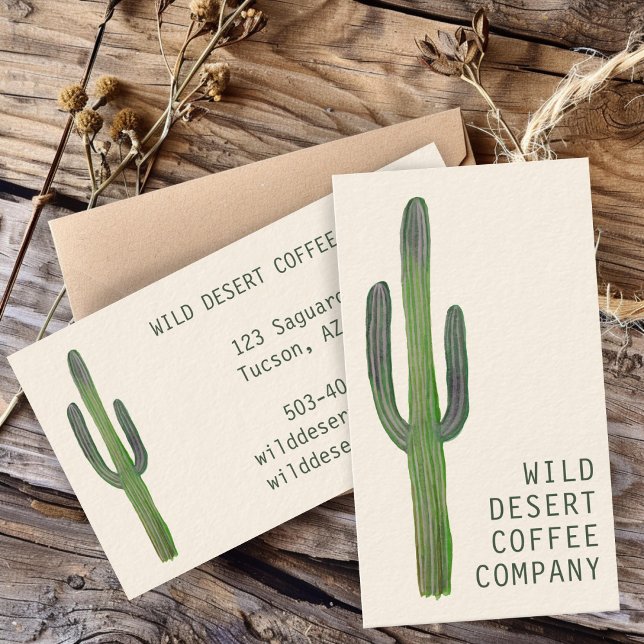 Carte De Visite Desert Saguaro Cactus Aquarelle Unique Rustique Ch (Desert Saguaro Cacti Watercolor Unique Rustic Chic Simple Minimalist Business Card
)