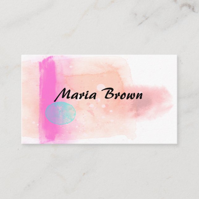 Carte De Visite design abstrait élégant en aquarelle (Devant)