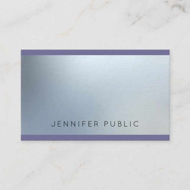 Carte De Visite Design Argent Attrayant Look Glam Plain Luxe (Devant)