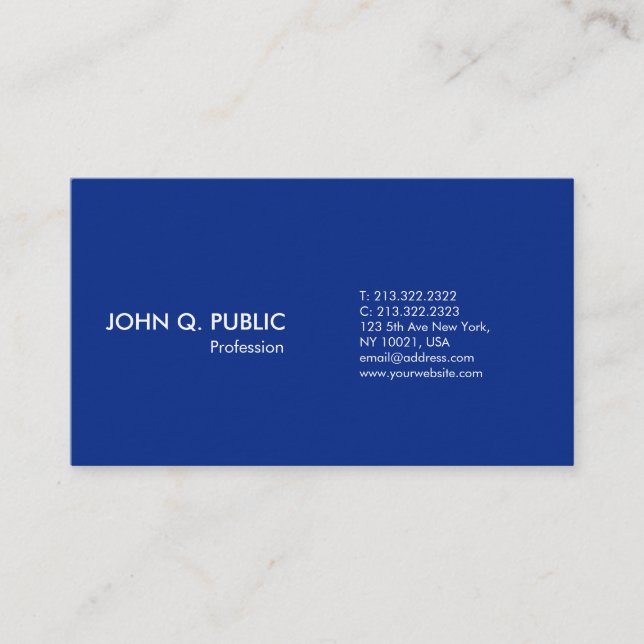 Carte De Visite Design bleu élégant et moderne (Devant)
