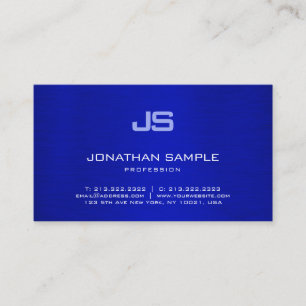 Carte De Visite Design bleu tendance minimaliste Monogramme élégan