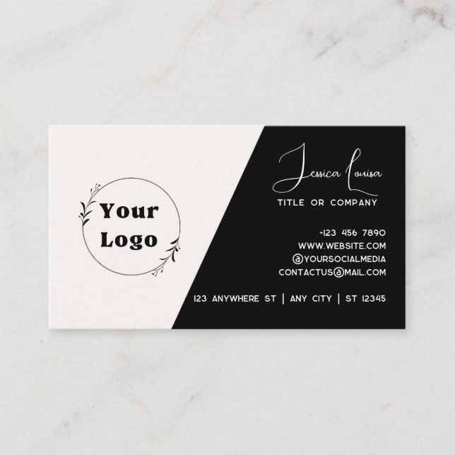 Carte De Visite Design chic et moderne de noir et blanc (Devant)
