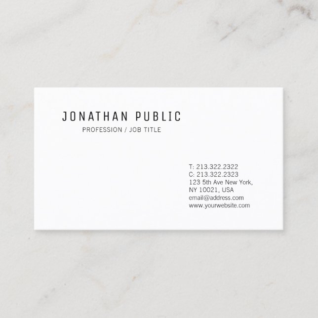 Carte De Visite Design Chic Tendance Moderne Professionnel Propre (Devant)