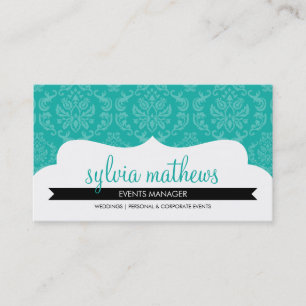 CARTE DE VISITE design damask motif jade vert