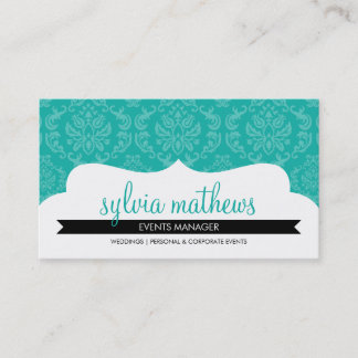 CARTE DE VISITE design damask motif jade vert