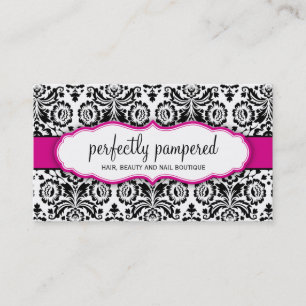 CARTE DE VISITE design damask noir fuschia rose