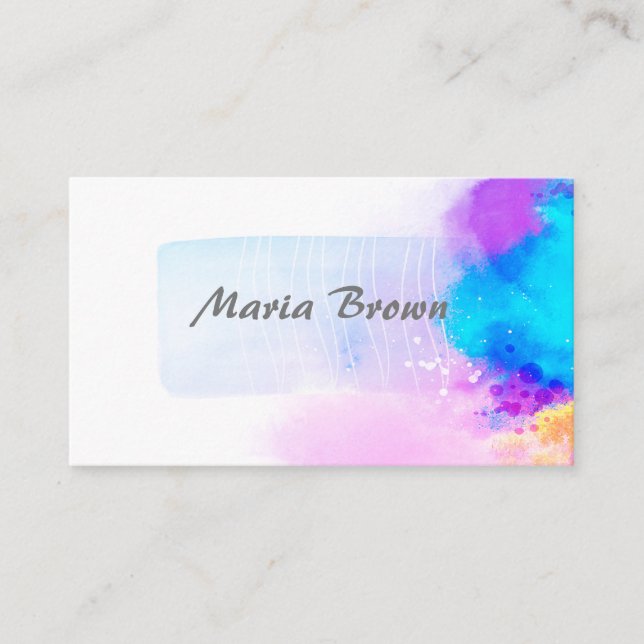 Carte De Visite design d'art moderne turquoise et violet abstrait (Devant)