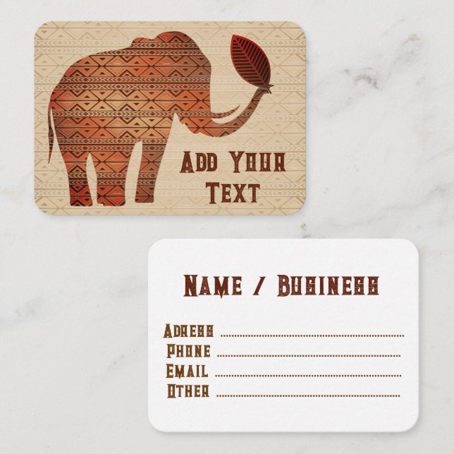Carte De Visite Design d'art tribal des éléphants (Devant / Derrière)