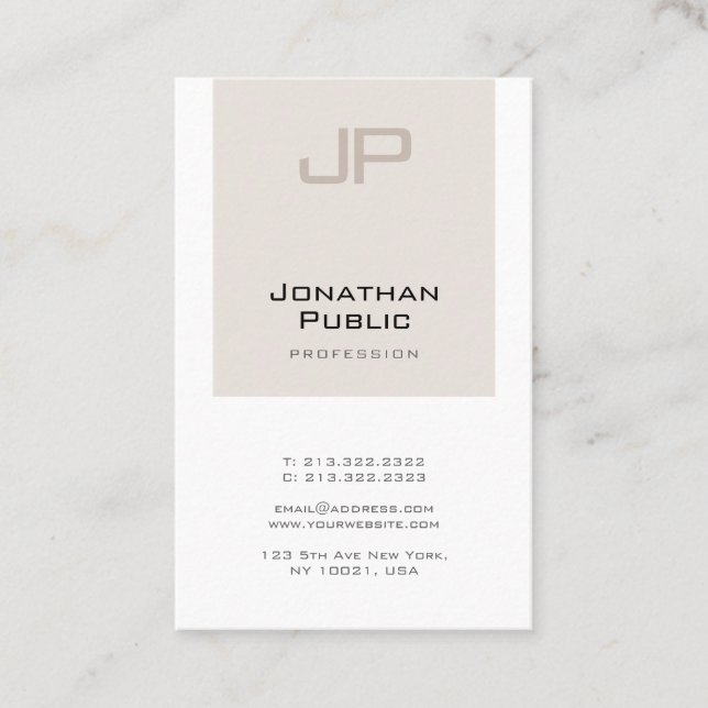 Carte De Visite Design de monogramme élégant et tendance, simple e (Devant)