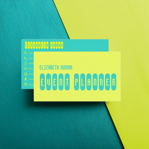 Carte De Visite Design de typographie moderne turquoise et citron