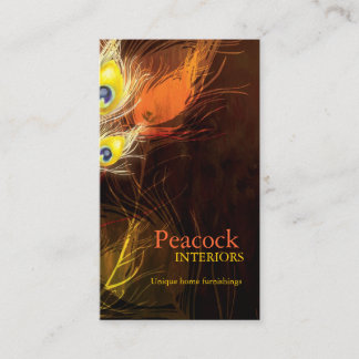 Carte De Visite Design d'intérieur de plume Peacock Or