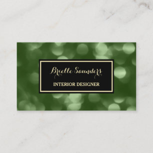 Carte De Visite Design d'intérieur élégant Bokeh Luxe vert