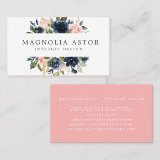 Carte De Visite Design d'intérieur Floral Aquarelle Rose Marine Gi