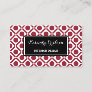 Carte De Visite Design d'intérieur moderne géométrique rouge et no