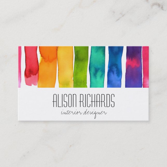 Carte De Visite Design d'intérieur simple couleur arc-en-ciel rayu (Devant)