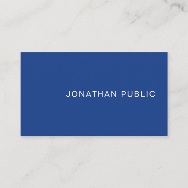 Carte De Visite Design élégant bleu créatif Design tendance Plain  (Devant)