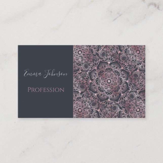 Carte De Visite Design élégant de Mandala rose floral (Devant)