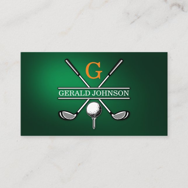 Carte De Visite Design élégant de Monogramme de Golf Customisé (Devant)