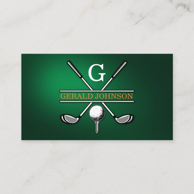 Carte De Visite Design élégant de Monogramme de Golf Customisé (Devant)