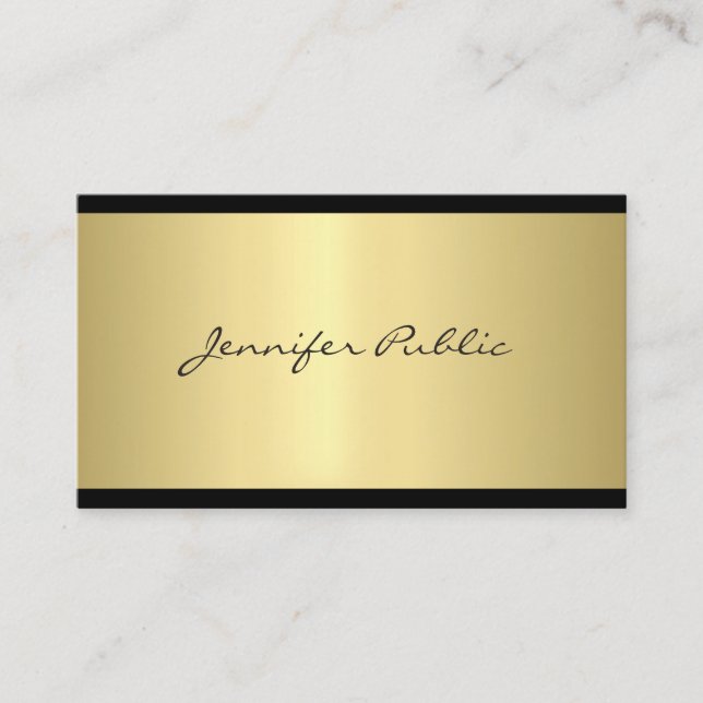Carte De Visite Design Élégant et Épuré Or Simple Luxe Professionn (Devant)