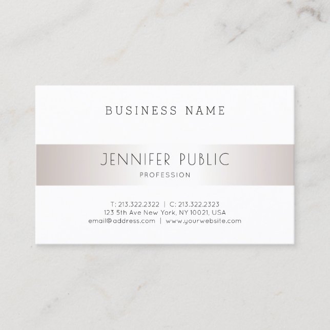 Carte De Visite Design élégant et moderne Silver Plain tendance (Devant)