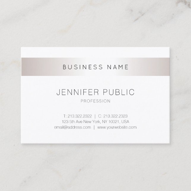 Carte De Visite Design élégant et moderne tendance Silver Plain (Devant)