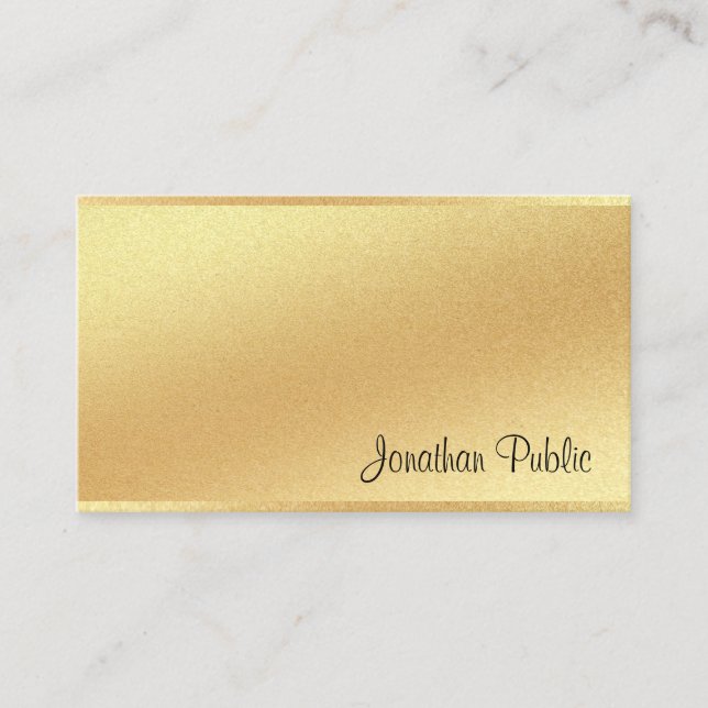 Carte De Visite Design élégant Faux Gold Hand Script Excellent Des (Devant)
