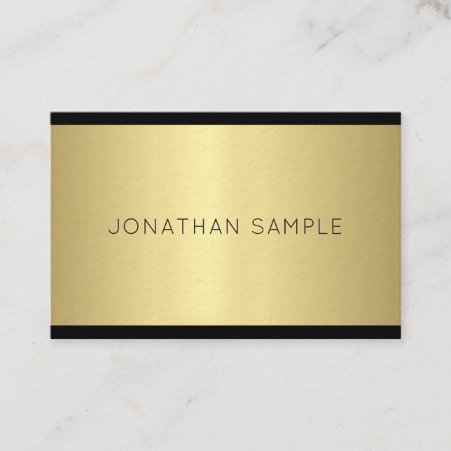 Carte De Visite Design élégant Glam Design moderne Gold Luxe Plain (Devant)