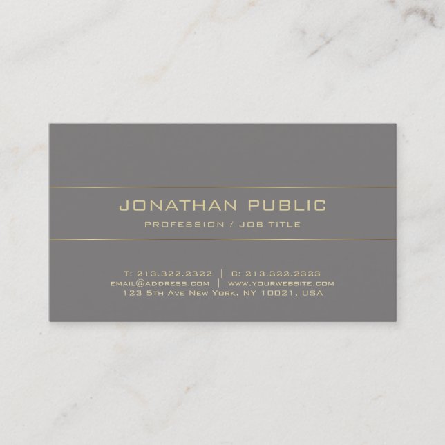 Carte De Visite Design élégant Moderne Gold Elite Plain Luxe (Devant)