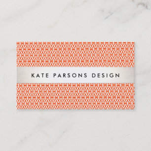 Carte De Visite Design élégant Moderne Motif en treillis orange