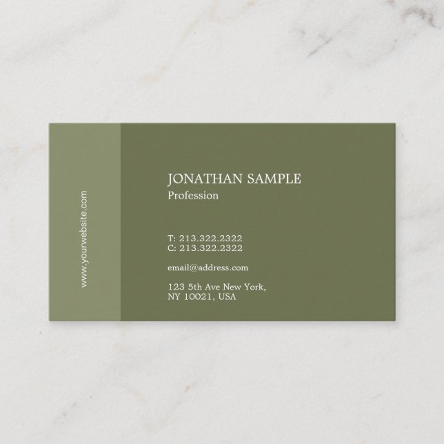 Carte De Visite Design élégant moderne Plat Vert tendance Luxe (Devant)