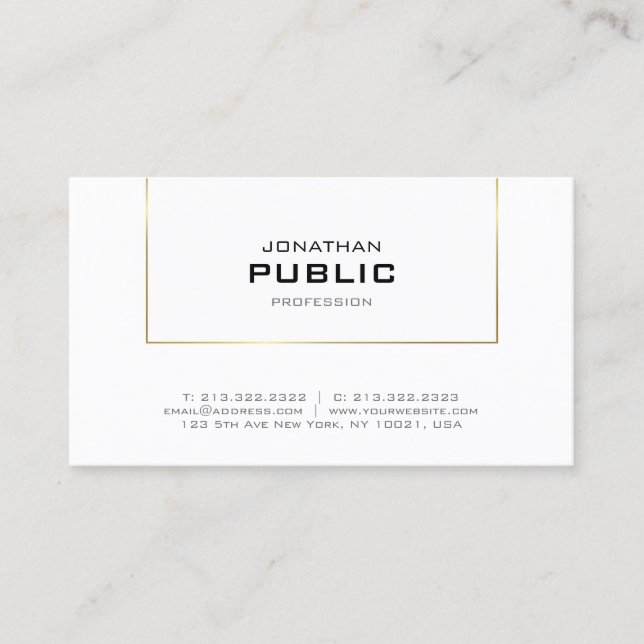 Carte De Visite Design élégant Or Moderne Design simple Design ten (Devant)