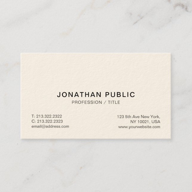 Carte De Visite Design Elegant Professional Luxury Signature Cream (Devant)
