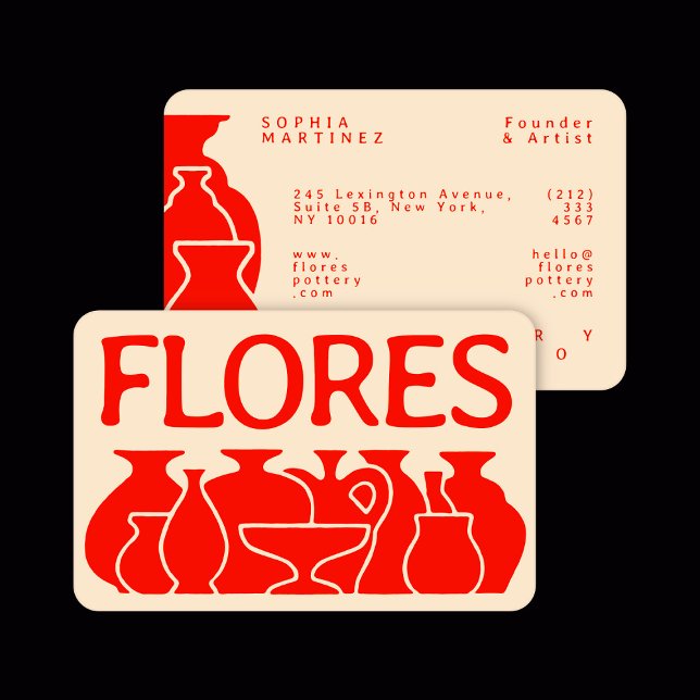 Carte De Visite Design en silhouette de vase de poterie gras (Créateur téléchargé)