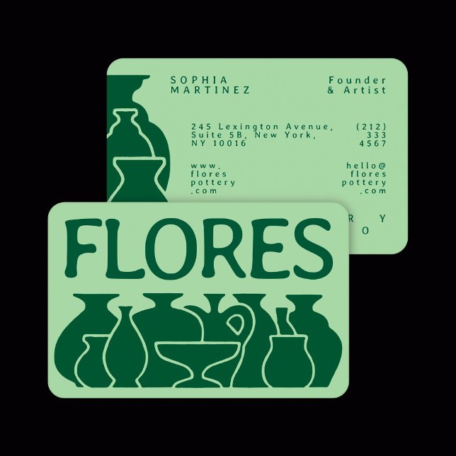 Carte De Visite Design en silhouette de vase de poterie gras (Créateur téléchargé)