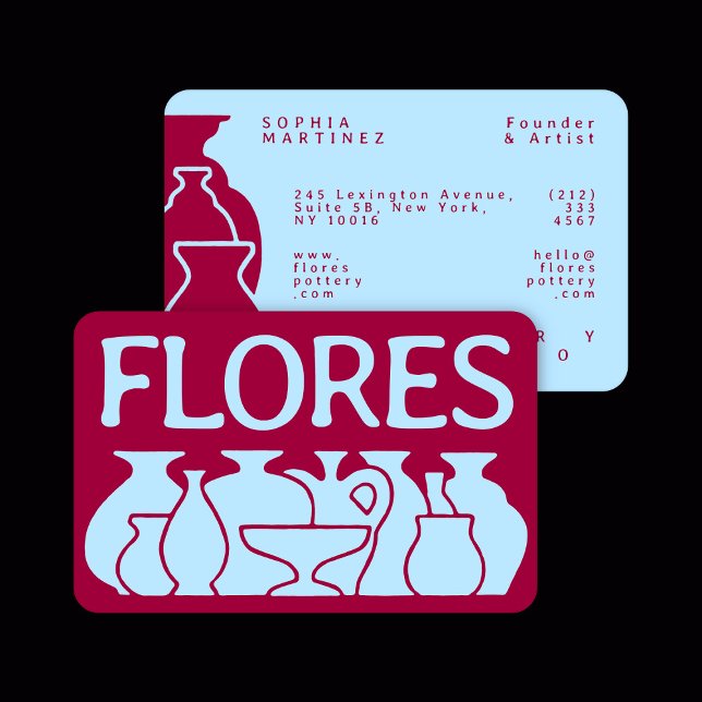 Carte De Visite Design en silhouette de vase de poterie gras (Créateur téléchargé)