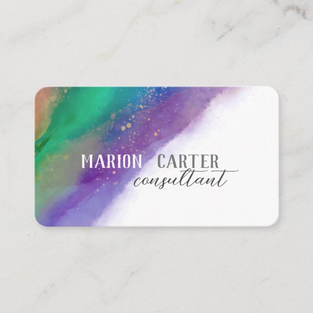 Carte De Visite design épuré, épuré, turquoise et violet (Devant)