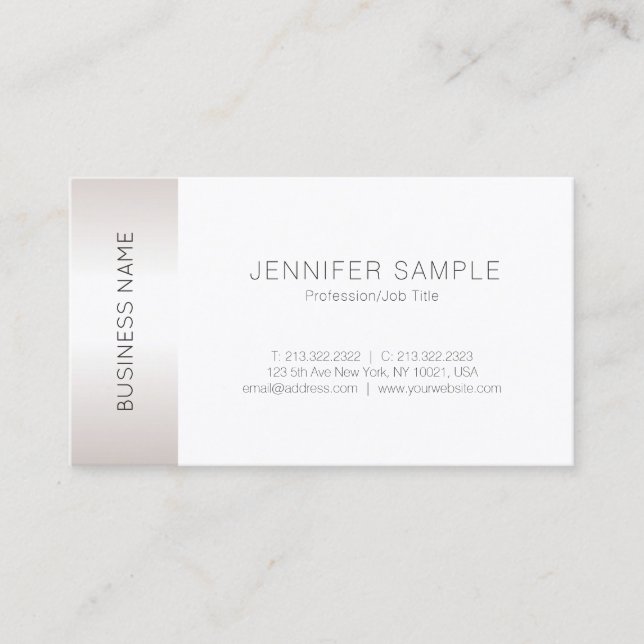 Carte De Visite Design Faux Silver Simple Plain Luxe tendance (Devant)