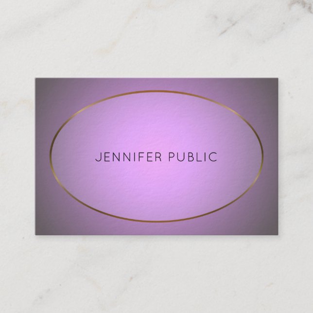 Carte De Visite Design flamboyant Purple Gold Elite Plaine Luxe (Devant)