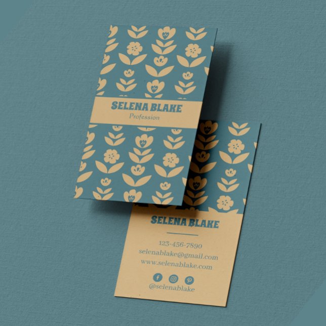 Carte De Visite Design floral vertical élégant et moderne (Créateur téléchargé)