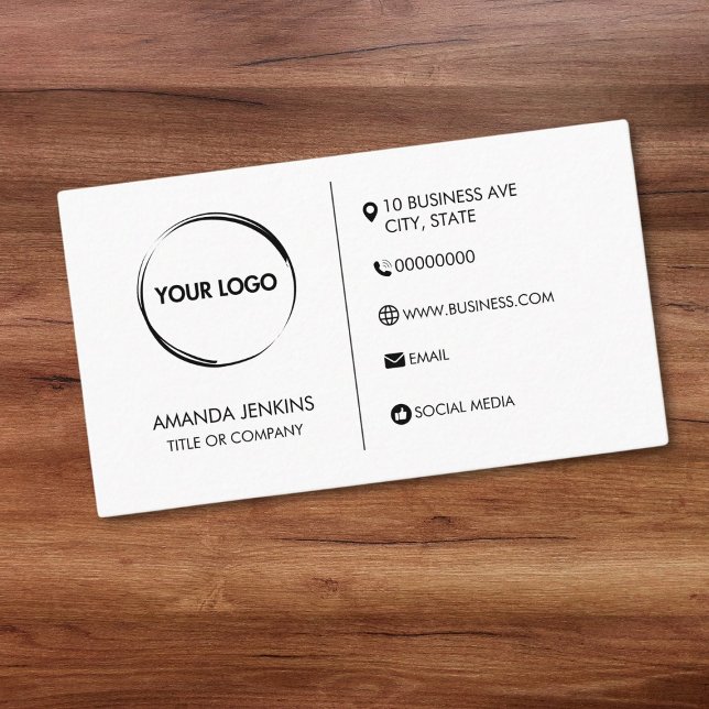 Carte De Visite Design générique classique en blanc clair (plain white generic design business card)