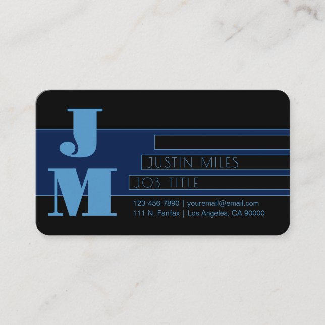 Carte De Visite Design géométrique et monogramme rétro-moderne (Devant)