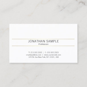 Carte De Visite Design graphique simple élégant Or Blanc Plat
