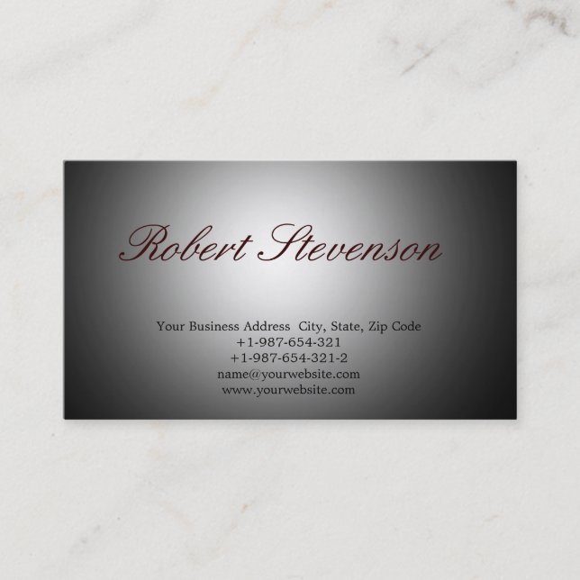Carte de visite design gris script chic (Devant)