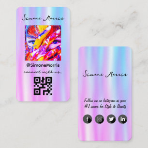 Carte De Visite Design holographiquePhotographie Social Media QR C