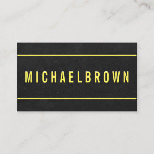 Carte De Visite Design Masculin Minimaliste avec Texte Jaune sur F