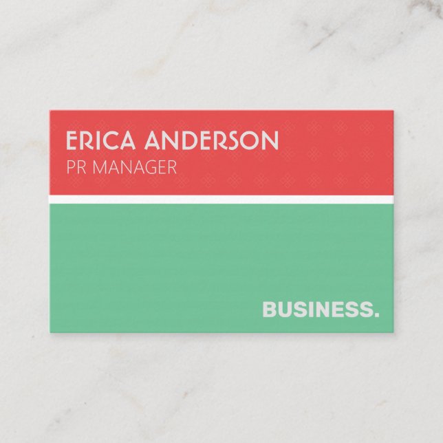 Carte De Visite Design minimal simple rose corail et vert menthe (Devant)