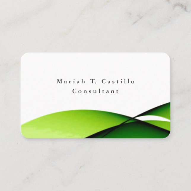 Carte De Visite Design minimaliste blanc vert épuré (Devant)